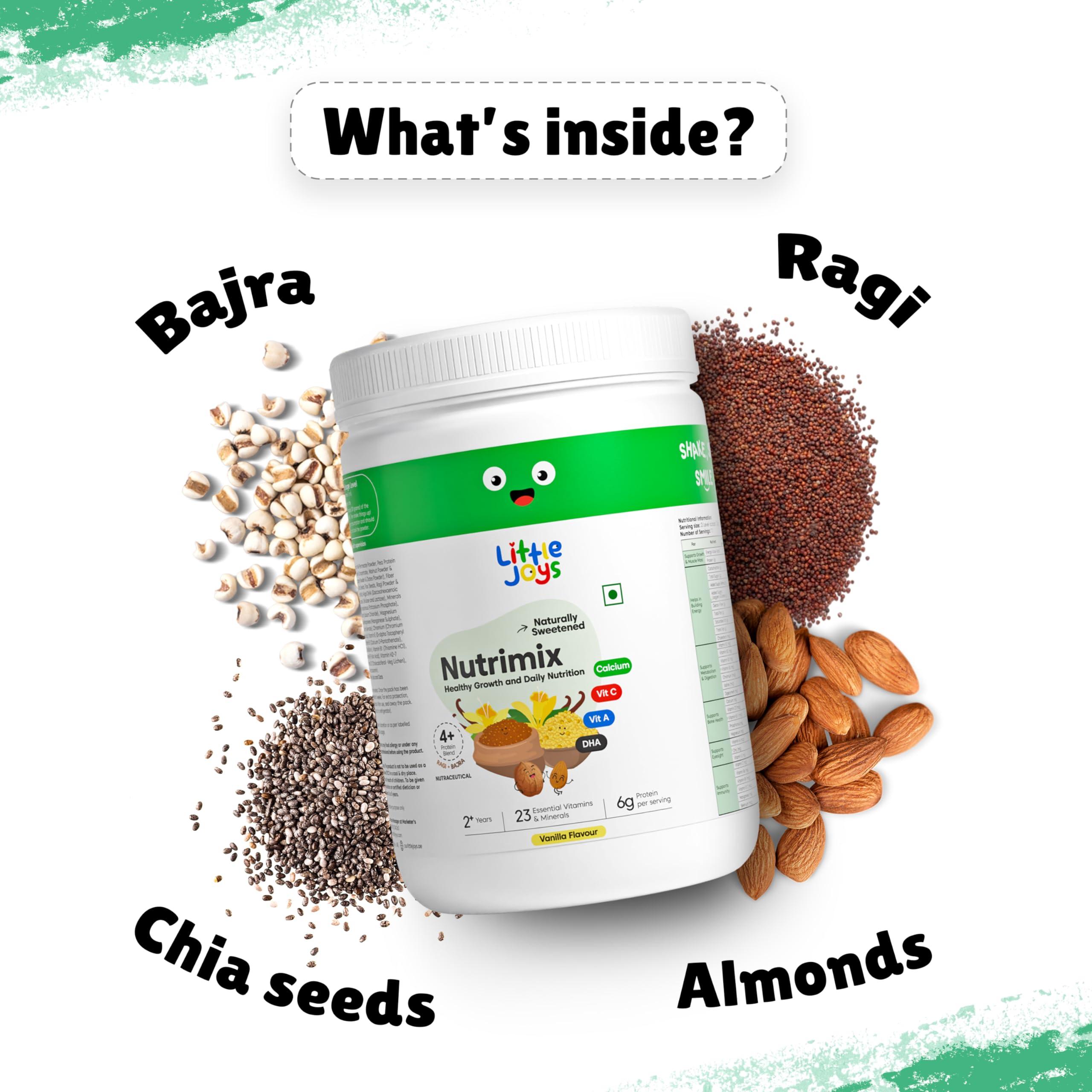 Little Joys Little Joys Nutrimix Nutrition Powder 350g | 2-6 Years | No Refined Sugar | Supports Healthy Growth & Boosts Immunity | With Ragi, Bajra, Almonds & Oats | Vanilla Flavour