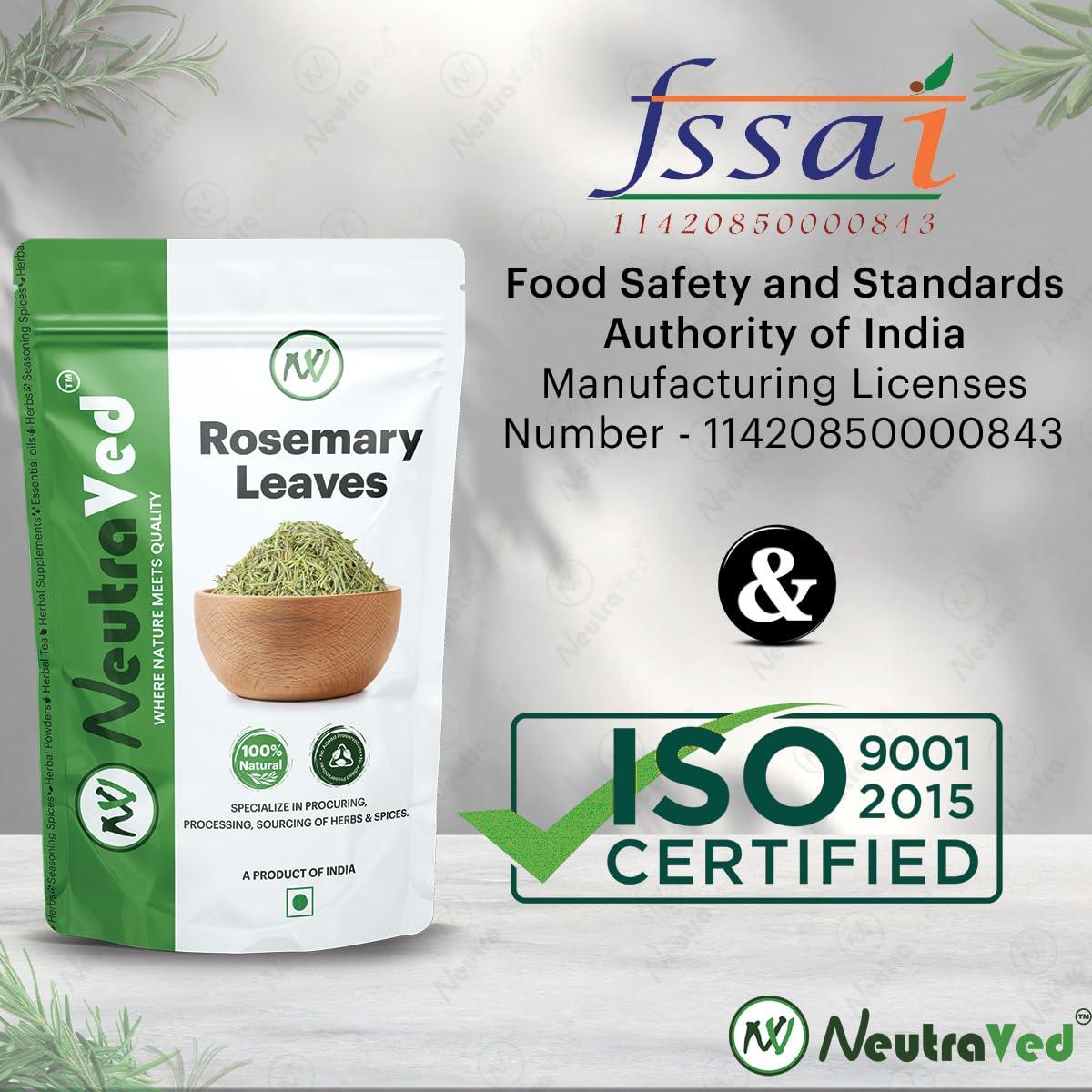 NeutraVed NeutraVed Rosemary Leaves 100g, for Hair Growth and Seasoning Food and Herbal Rosemary Tea | Packed Clean, No Dust and Stems Free in Stand-Up Zipper Pouch - 100 Gram