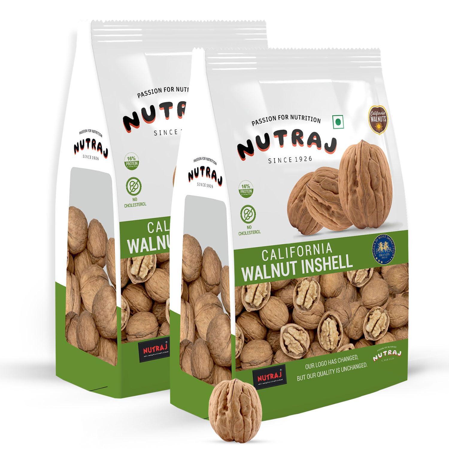 Nutraj Nutraj California Inshell Walnuts 1kg (500g X 2) | Latest Crop Inshell Walnut | Raw Akhrot | Delicious & Crunchy Walnut