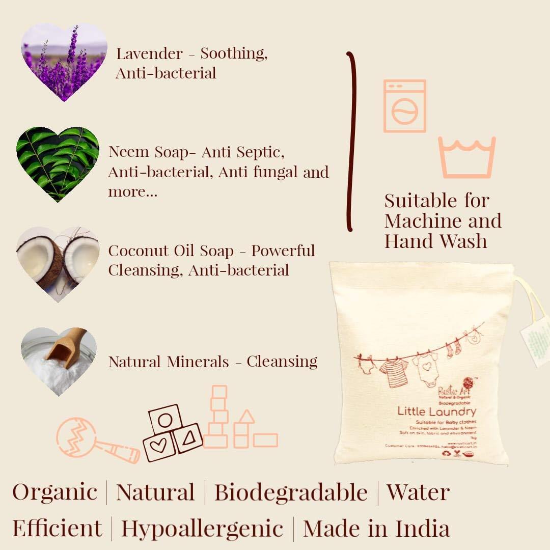 Rustic Art Rustic Art Natural Little Laundry Powder with Neem | Baby & Kids Clothes Laundry Powder | Front & Top Load Machine and Hand Wash | (5 Kg)