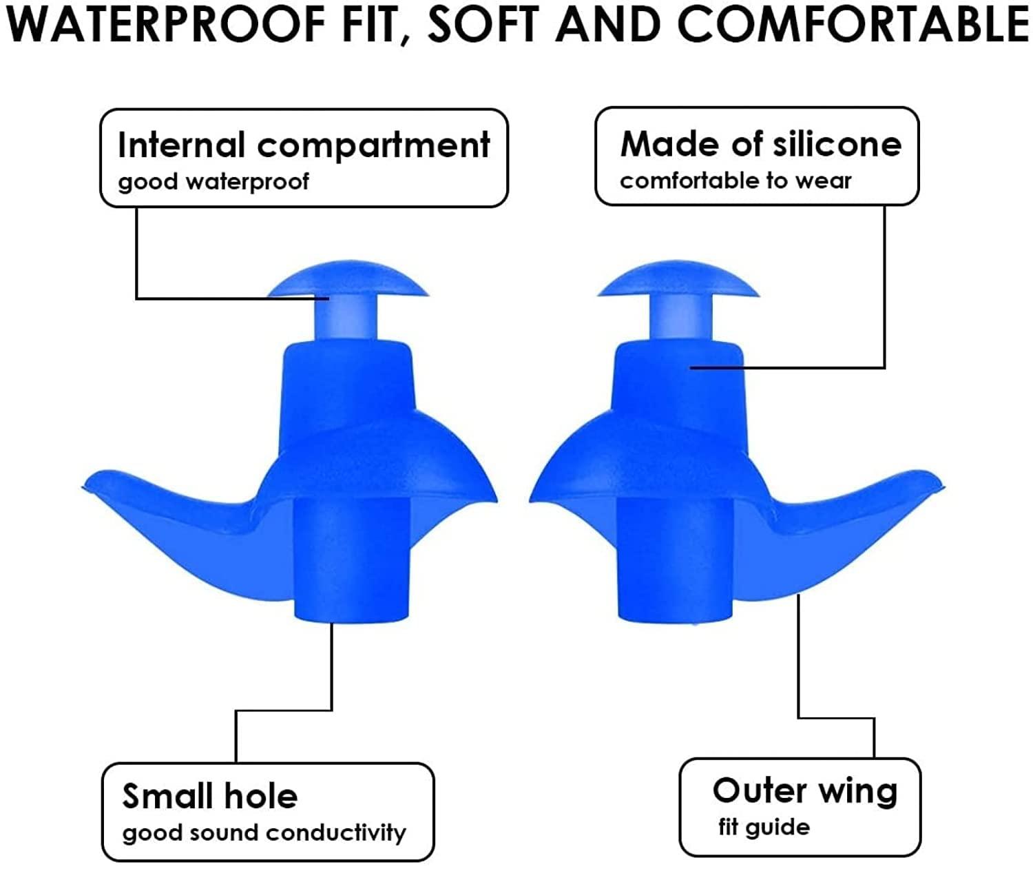 James HealthPlus Waterproof Swimming Earplugs Professional Silicone Swim Earplugs Adult Swimmers Children Diving Soft Anti-Noise Ear Plug New