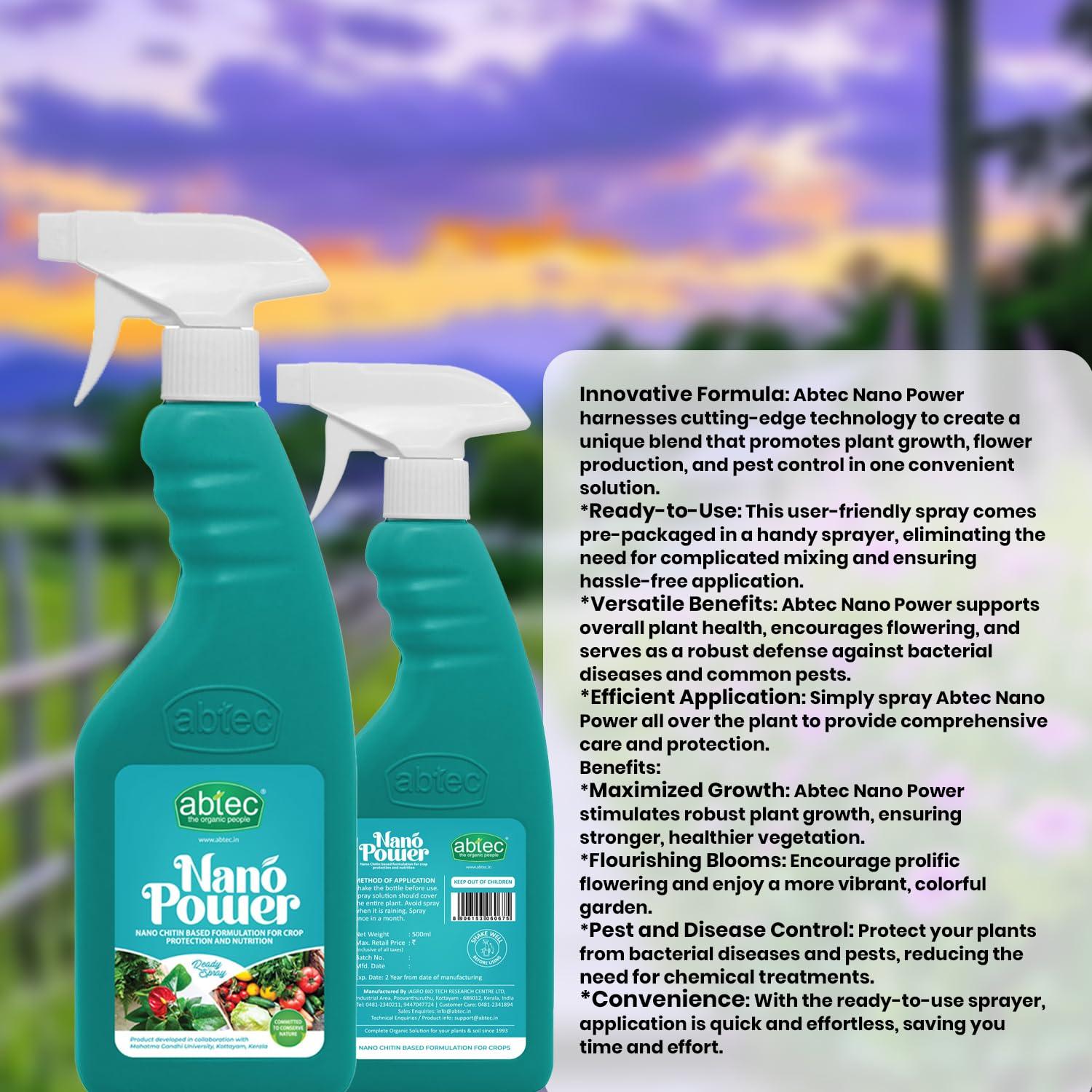 abtec, the organic people abtec, the organic people Nano Power Ready to Spray With Nano Chitin Based Formulation for Crop Protection and Nutrition - 500 ml