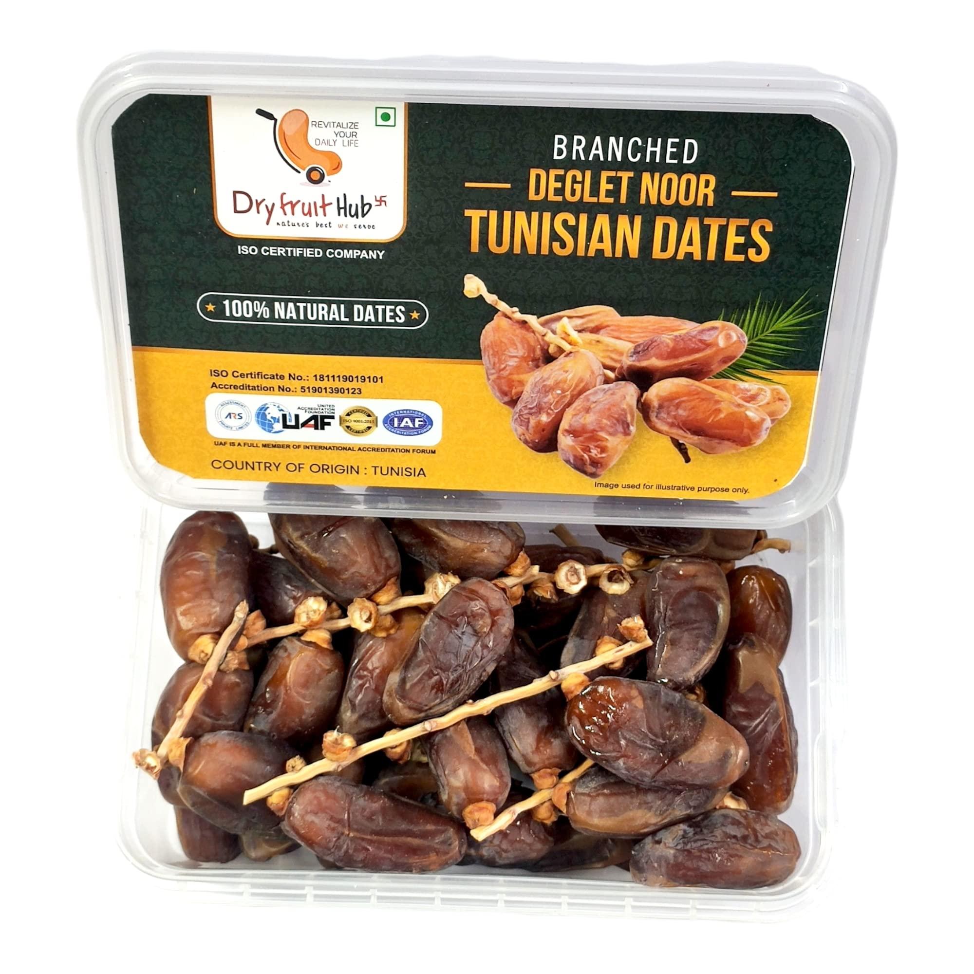 DRY FRUIT HUB Dry Fruit Hub Tunisian Dates 2kg Pack Of 4 Each 500g Fresh Tunisian Khejur/khajur, Deglet Nour Branched Dates/khajoor