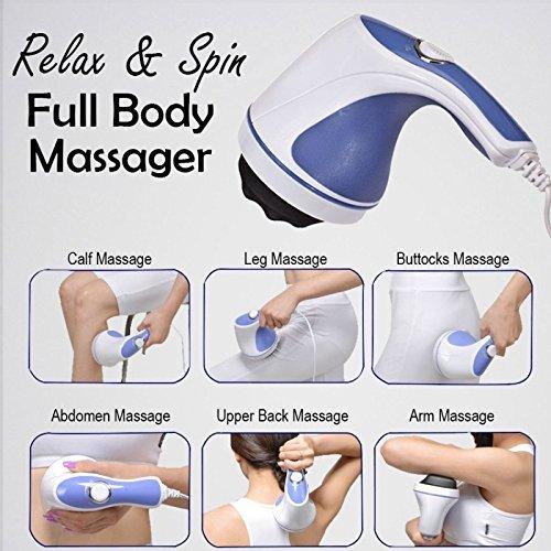dxent Dxent Electric Handheld Relax Spin Tone Full Body Massager with 5 Massage Heads & variable speed settings for pain relief and relaxation