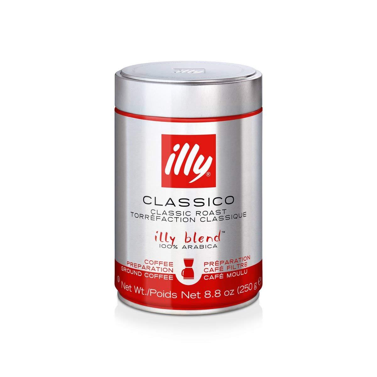 Illy illy, Ground Coffee Drip Grind (Medium Roast, Blue Band), 8.8-Ounce Tins (Pack of 2)