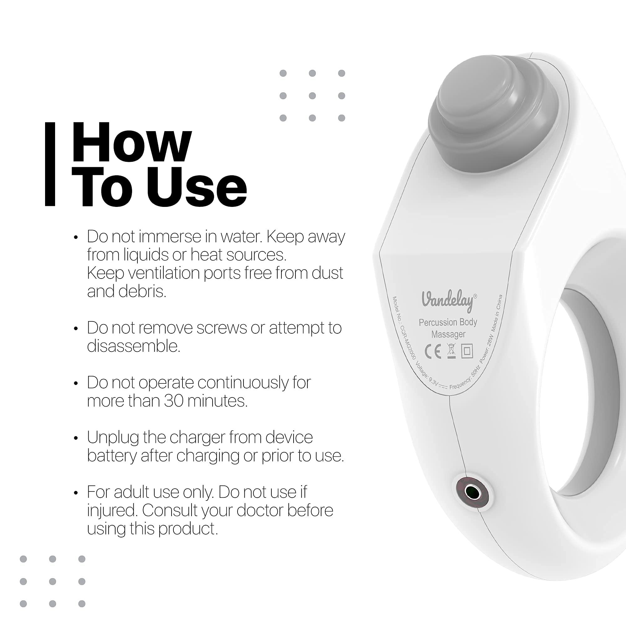 Vandelay Vandelay (UK) Deep Tissue Gun Massager - Electric Handheld Massager for Pain Relief (Wireless)