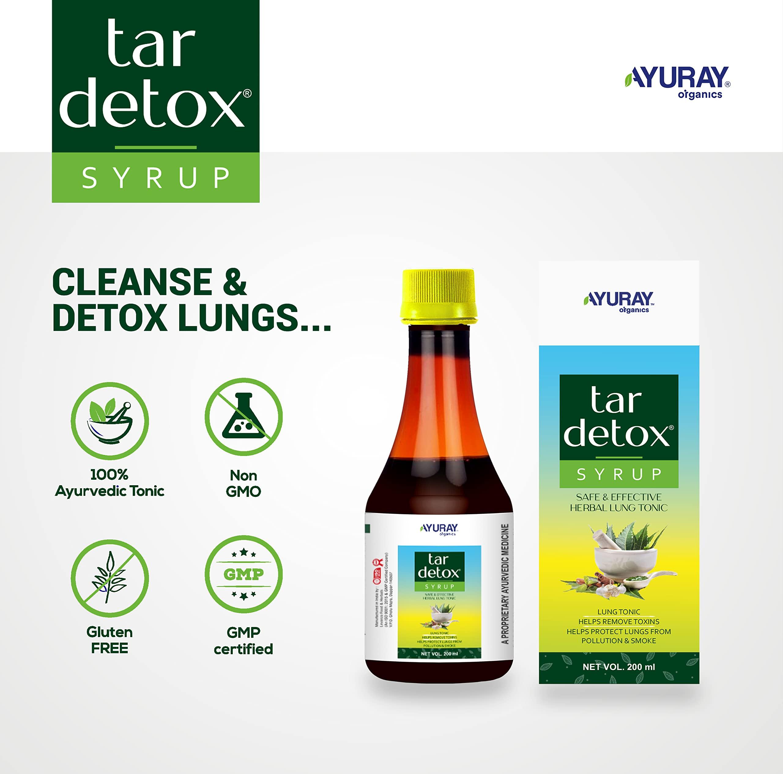 TARDETOX Tardetox Lung Tonic - Pack of 2 | 100% Ayurvedic Lungs Detox Tonic, with Mulethi, Tulsi & Natural Plant Extracts | Removes the toxins and protects your lungs | 200 ml Syrup