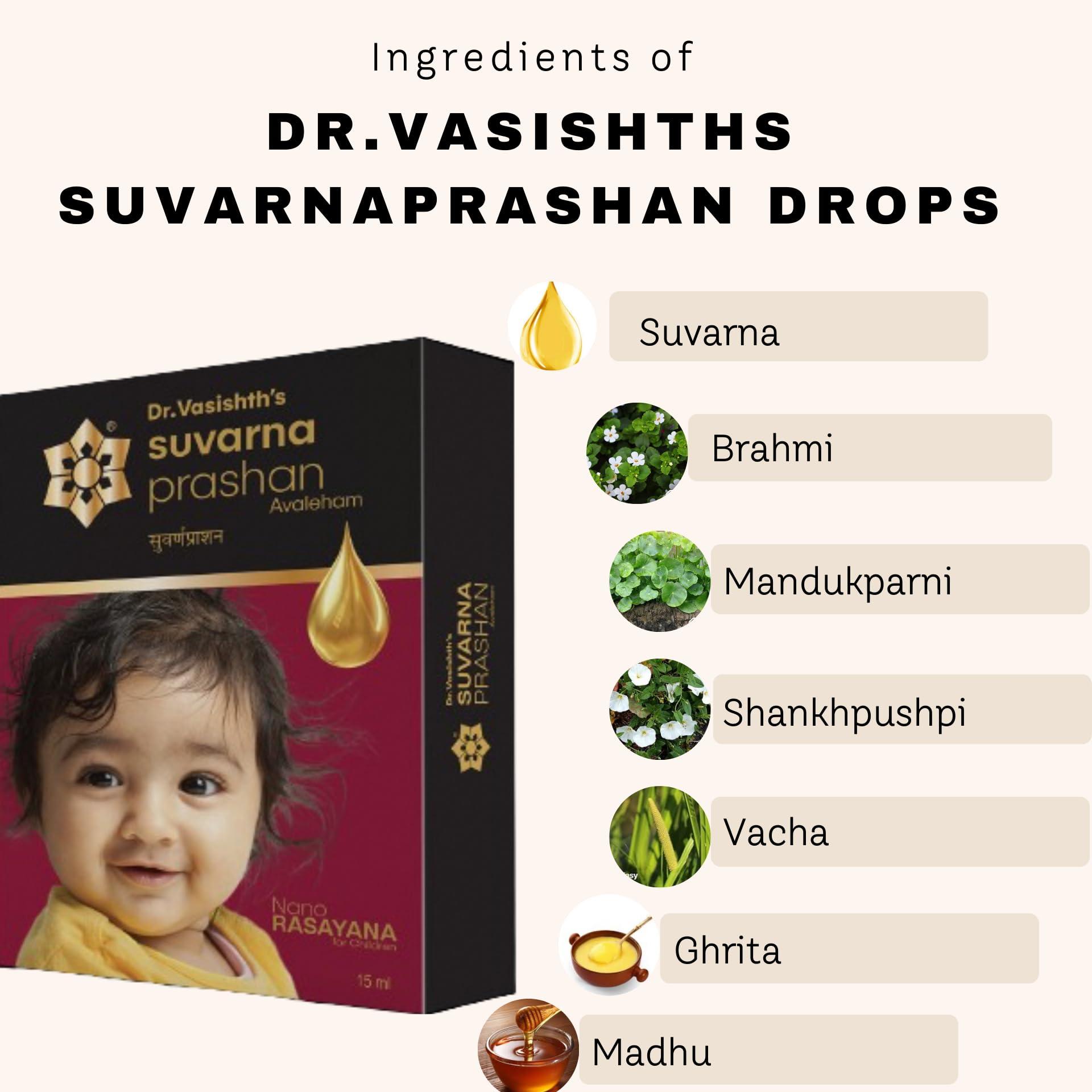 Dr.Vasishth\'s AyuRemedies Dr.Vasishth\'s AyuRemedies Suvarnaprashan Drops 15Ml-100% Ayurvedic Formula For 0-16 Years Fdca Approved Natural Strength & Immunity Booster For Kids(Pack Of 1)