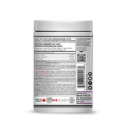 MuscleTrail MUSCLETRAIL Vegan BCAA Prime Series, 90 Serving (Imported, Made In Canada)|Berry Blast| 2.5g L-Leucine, 1.25g L-Isoleucine & 1.25g L-Valine (Berry Blast )