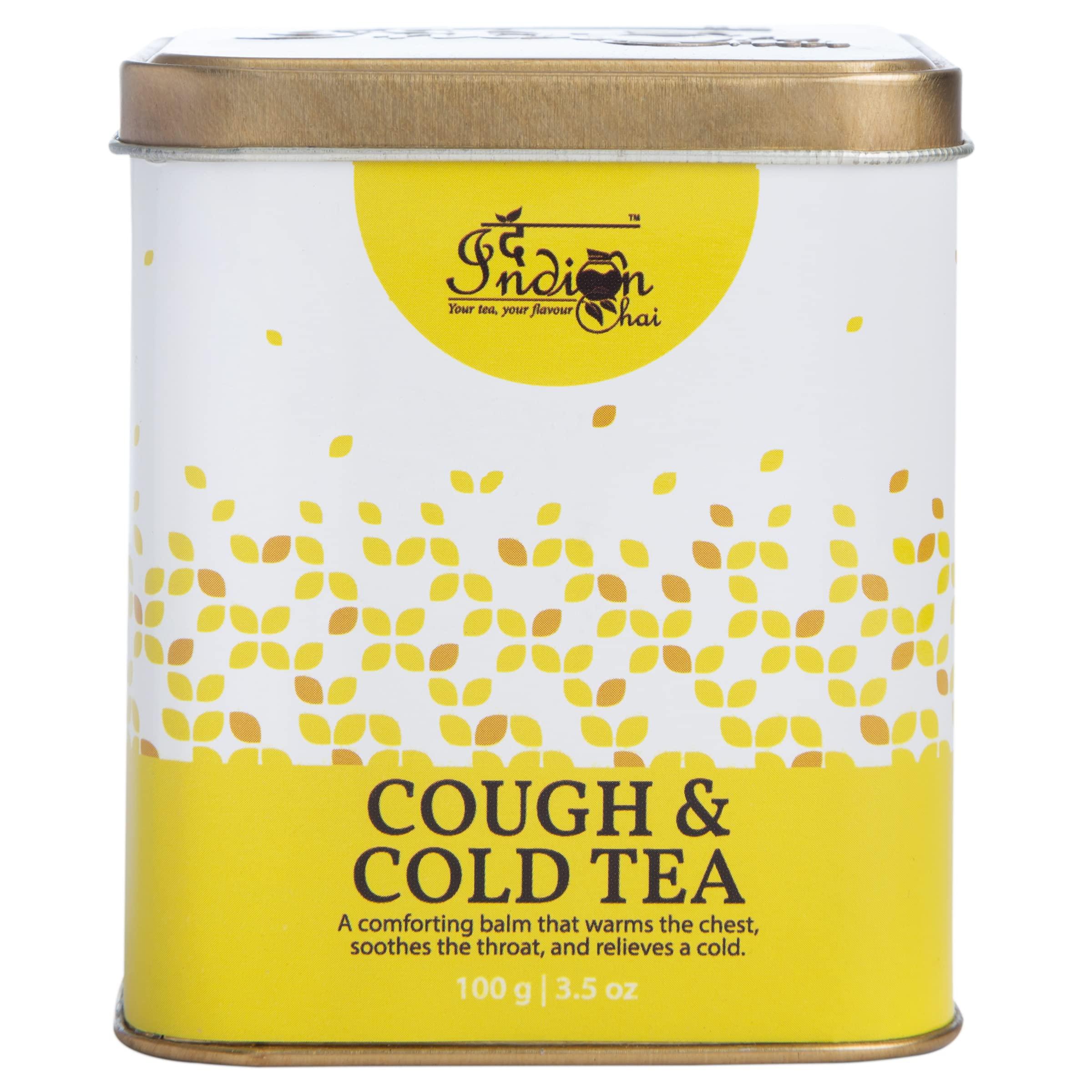 The Indian Chai The Indian Chai - Cough & Cold Tea 100g with Echinacea, Honey & Lemon etc for Sore Throat, Runny Nose and Congestion Relief, Caffeine Free Herbal Tea