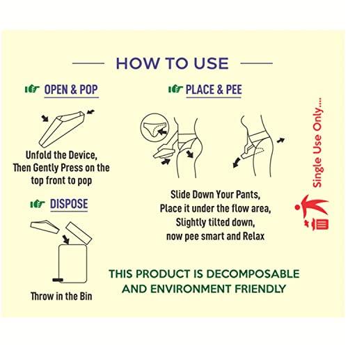 PEE SMART PEE SMART Stand and Pee | Pocket Sized Urination Device for Women | Disposable Female Urination Device | Foldable, Pocket Friendly, Use at Outdoors, Travel, Public Toilets | (Pack of 5)-100 Pieces