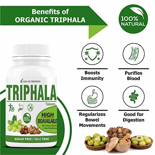 GOA NUTRITIONS GOA NUTRITIONS Triphala Powder Tablets With Pipali, Vitamin B12 Supplements Stomach, and Colon Cleanser, Body Detox Gut Health, Constipation Relief, Digestion- 60 (Pack 1)