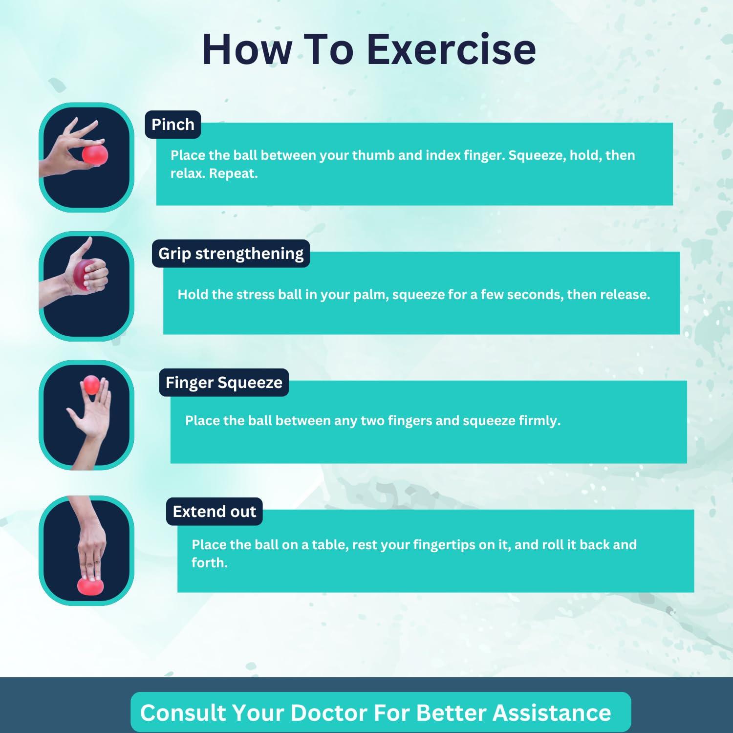 LYKSTAR LYKSTAR Gel Exercise Ball for Hand Therapy, Stress Balls for Adults, Stress Relief Squeeze Balls, Soft Ball for Hand Exercise, Stress Ball for Arthritis, Finger Strengthening, Finger & Wrist Hand Exercise Ball-Red