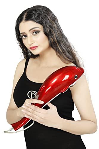 Concepta Concepta Corded Electric Dolphin Handheld Massager with Vibration, Magnetic, Far Infrared Therapy for Pain & Stress Relief For Men, Women (Red & White Colour)