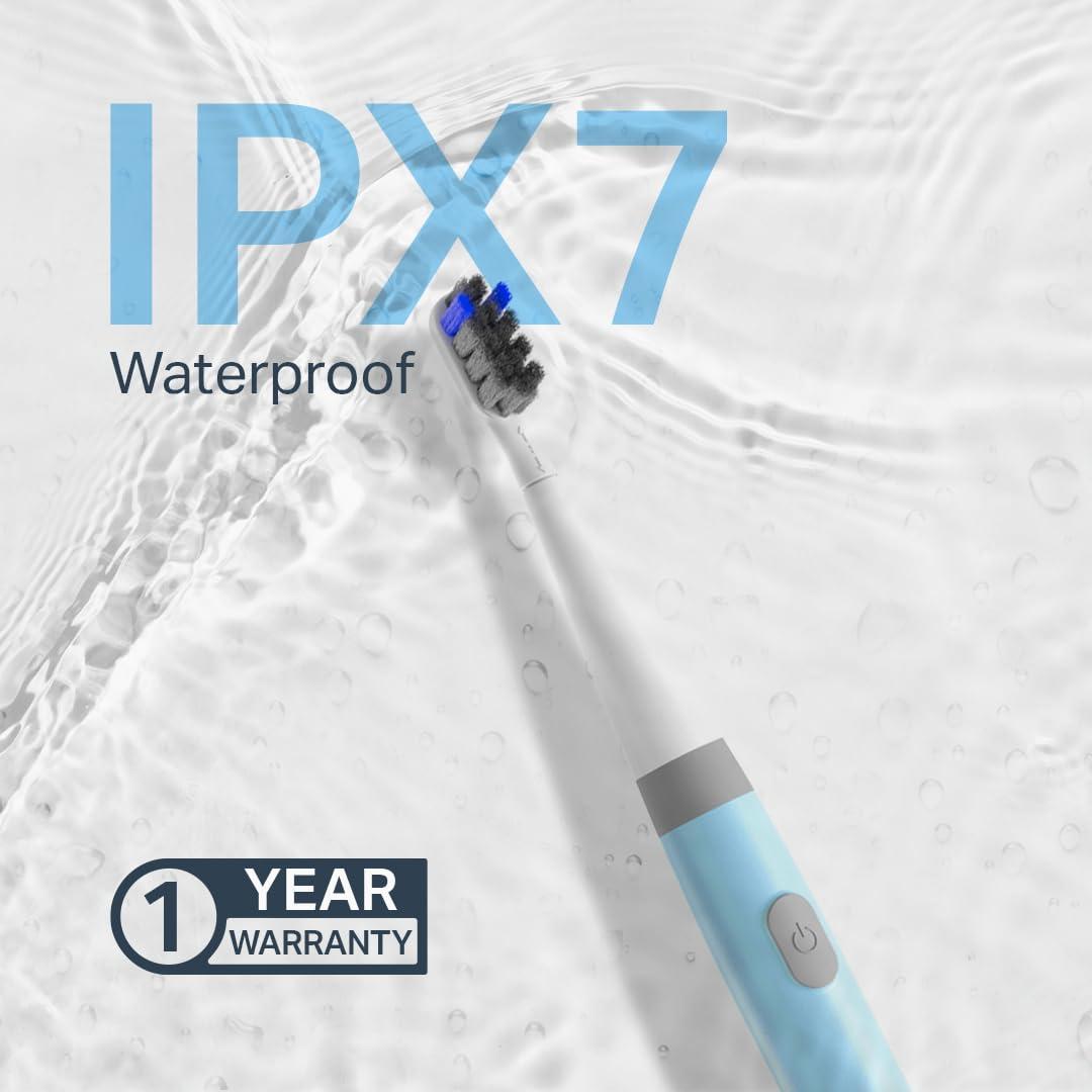 TSK Tusk Smart Electric Toothbrush for Adults & Kids, 3 Modes Rechargeable Sonic Brush with 30 Days Battery, Soft Bristles, Waterproof Design, C-Type Charging, Timer for Efficient Cleaning (Sky, Blue)