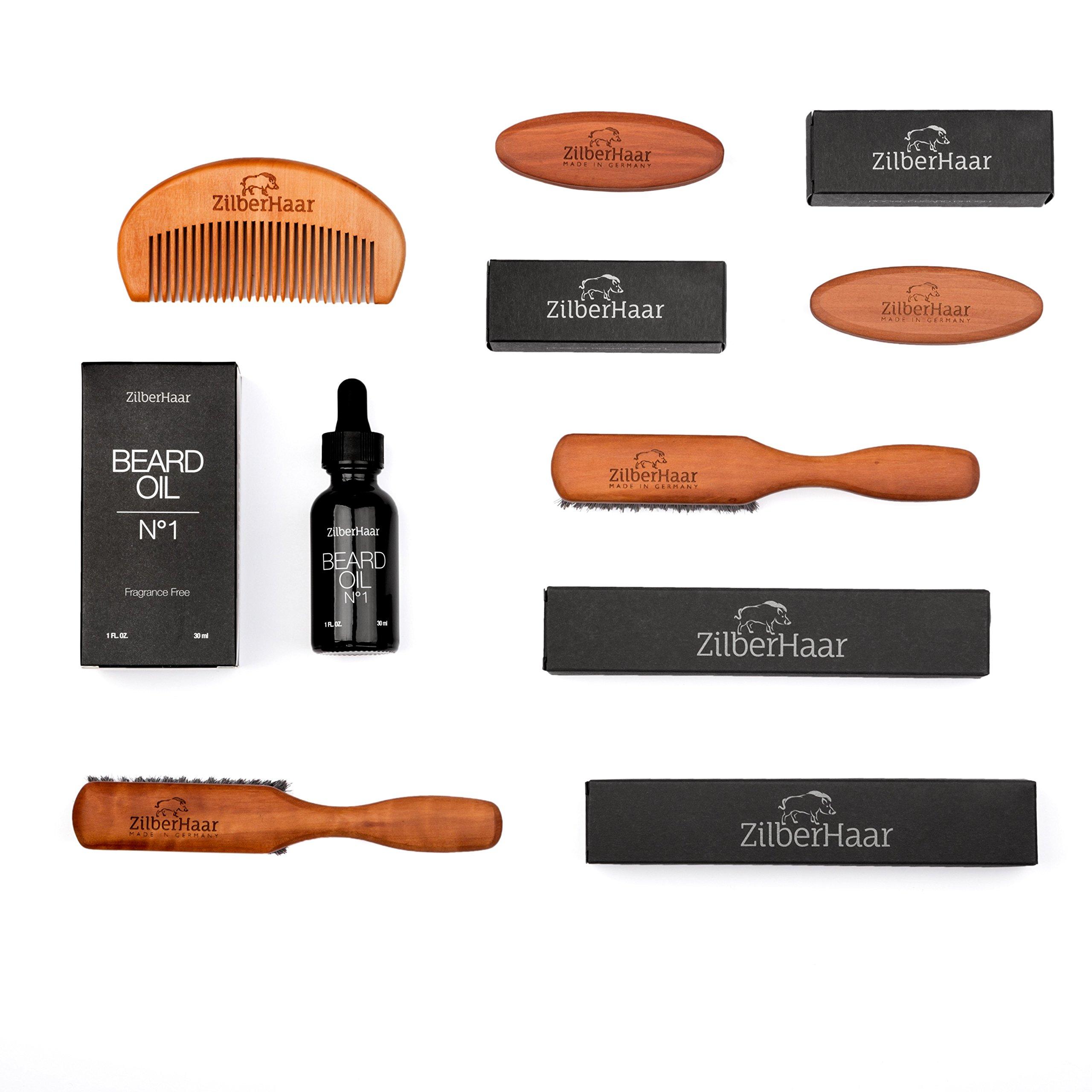 ZilberHaar ZilberHaar Beard Brush (Soft Bristles) | 100% Boar Bristle & German Pearwood | Works With All Beard Balms & Oils | Made in Germany