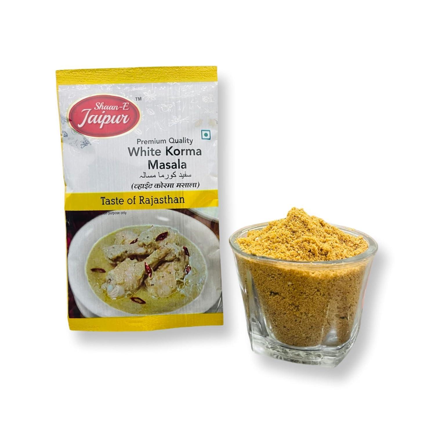 SHAAN-E JAIPUR Shaan-E Jaipur White Korma Masala | Shahi White Chicken Korma Masala | Natural Spices | Spice for Authentic Taste and Colour 50 gm Each (Pack of 2)