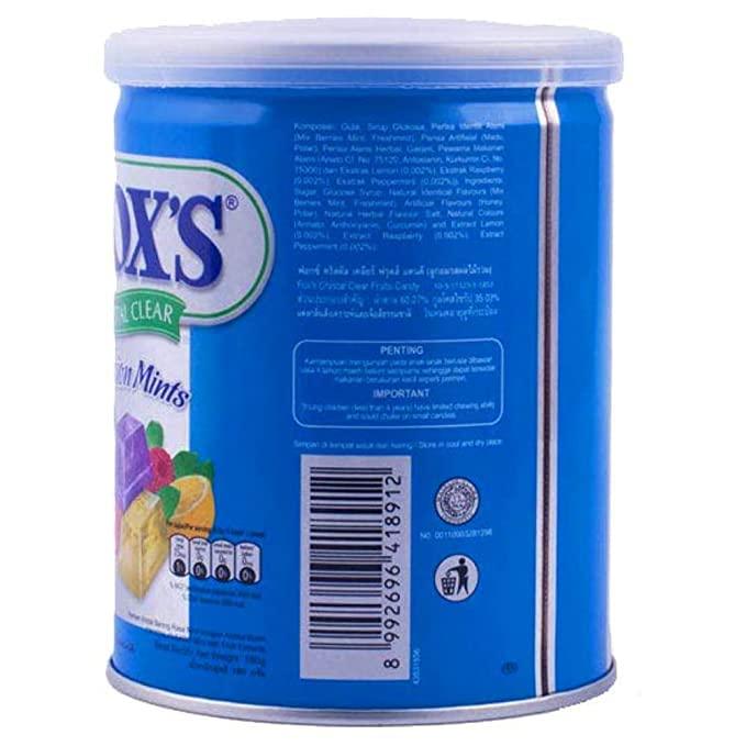 jai jinendra jai jinendra Fox\'s Crystal Clear Fruity Mints Flavoured Candy Tin (180 g) - Pack of 2