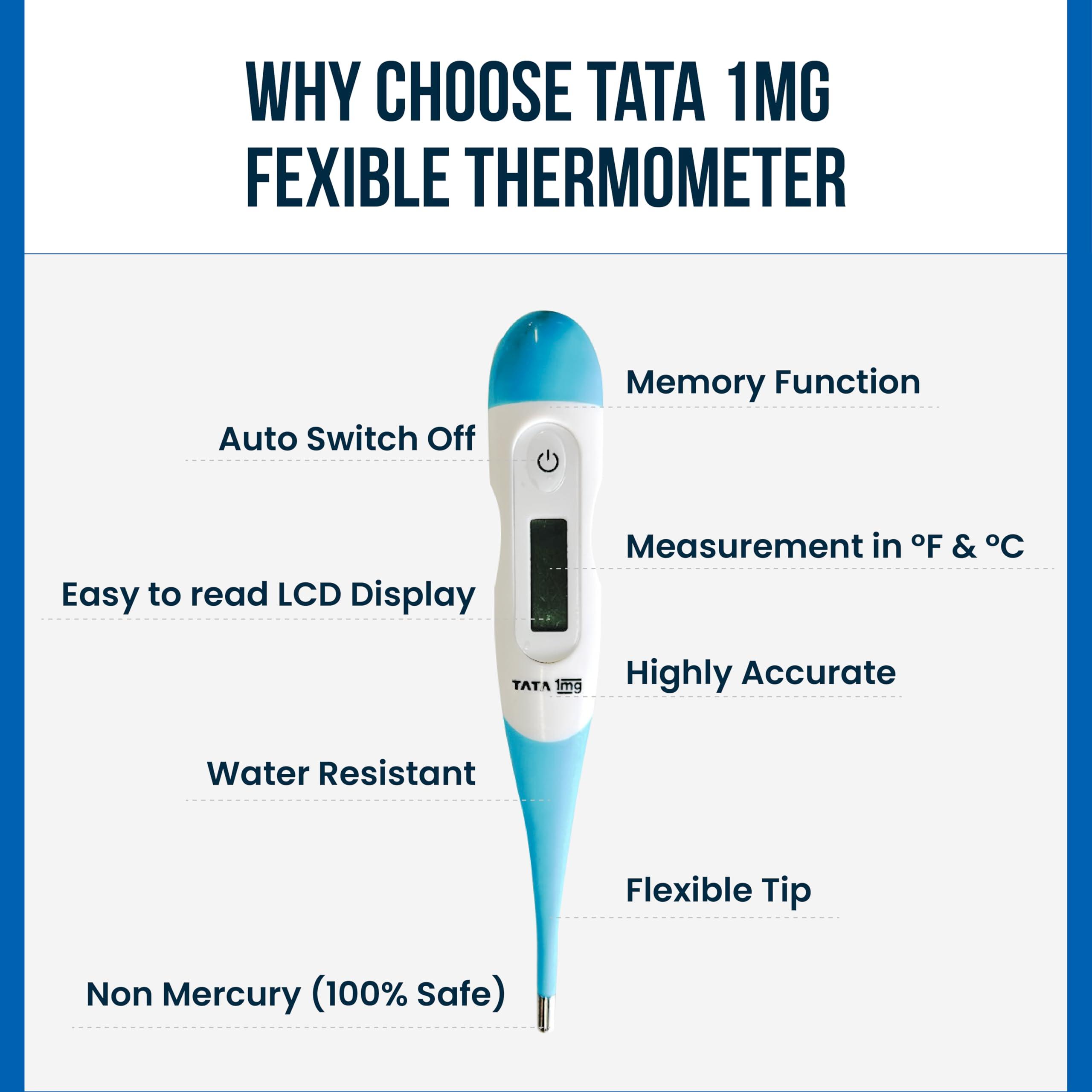 TATA 1MG Tata 1mg Flexible Tip Digital Thermometer with One Touch Operation for Children and Adult