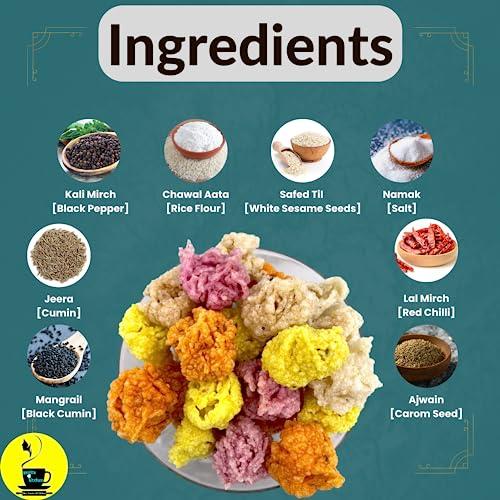 Savita Kitchen - The Taste of Bihar Savita Kitchen - The Taste of Bihar Mix Colour Tilori Papad By Savita Kitchen|Crispy, Crunchy & Tasty Colorful Chawal Papad|Bihari Rice Tilori Papad With Ingredients Alternate Of Snacks (600 G)