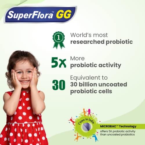 Sundyota Lifecare Sundyota's Superflora GG Probiotic Supplement | Eq. to 30 billion cells - 5X more probiotic activity | Probiotic for kids, men & women | Orodispersible vanilla flavored Sachets. (10 Sachets)