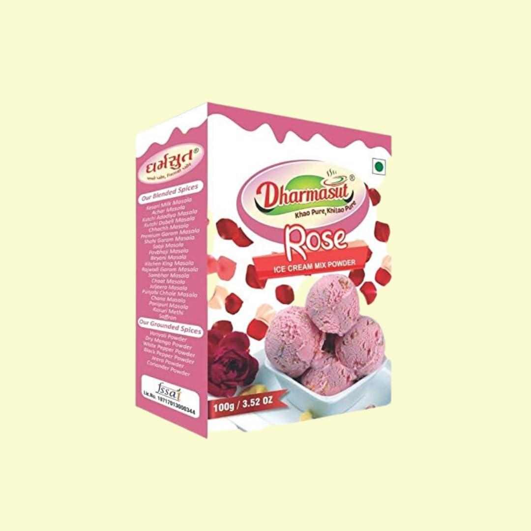 Dharmasut 2 Vanilla + 2 Rose Instant Ice Cream Mix Powder | Combo of 4 | 400gm