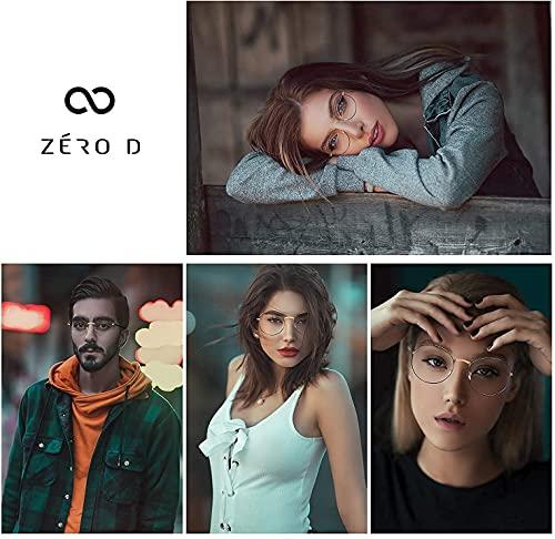 ZÉRO D ZÉRO D® Computer Glasses for Eye Protection Zero Power Blue Ray Glasses for Men Unisex Blue Light Filter Glasses for Men Anti glare Small Round Blue Light Glasses for Women No Hard Box
