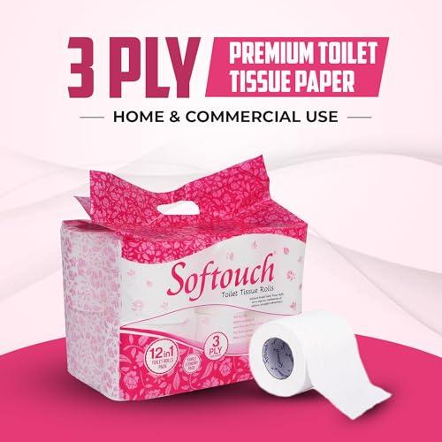 Softouch Softouch 3 Ply Premium Toilet Tissue Paper Roll 12 Rolls