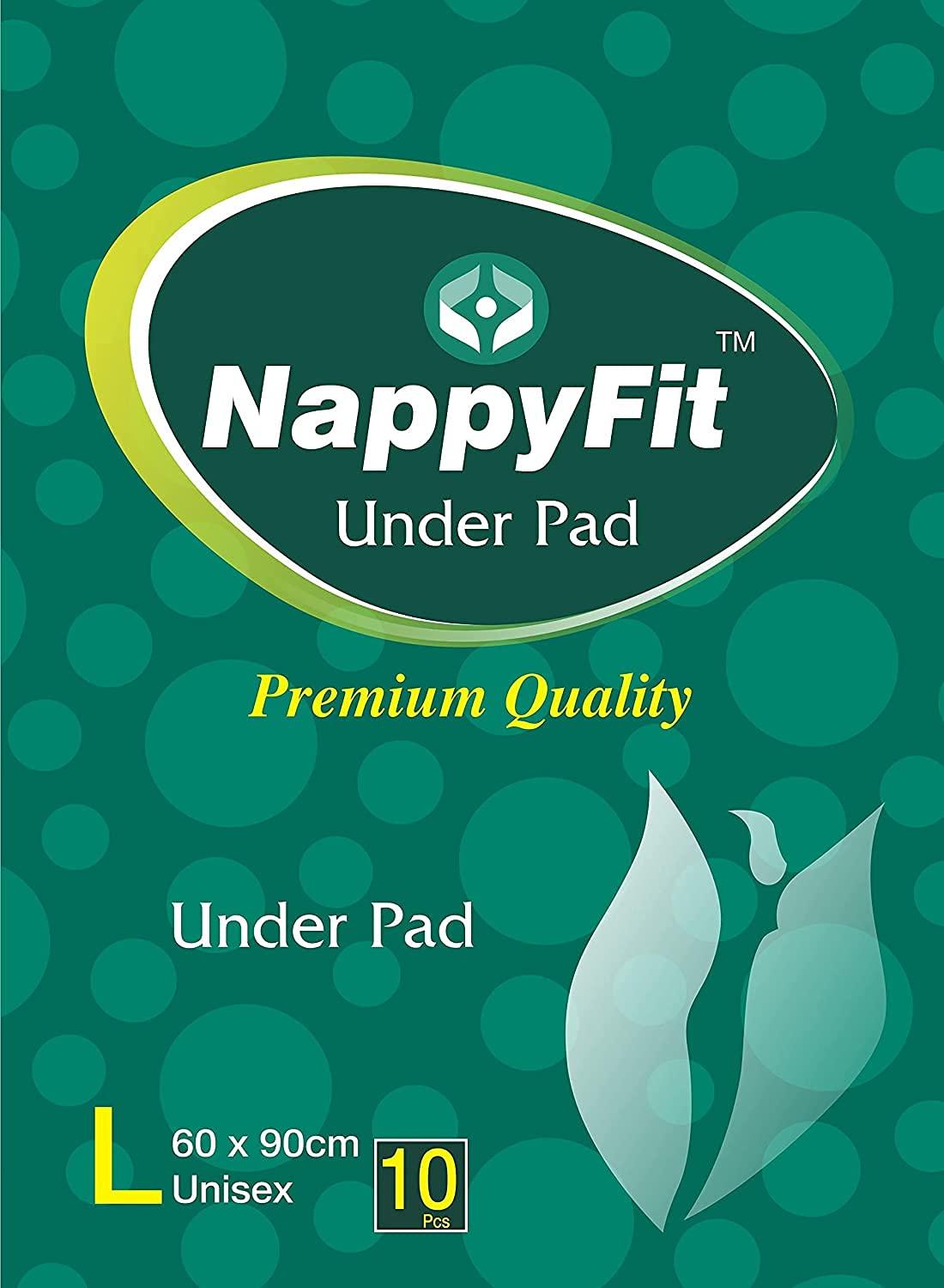 Generic NAPPYFIT Disposable Underpads 60\'\' x 90\'\' (10-Pack) Incontinence Pads, Blue, Super Absorbent Protection for Kids, Adults, Seniors