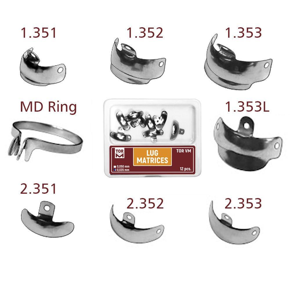 SUPERENDO SuperEndo Russia Tor Vm Lug Matrices Set (1.368) - 30 Pcs, Concave Stainless Steel Matrices for Type II Restorations, Corrosion-Resistant, Durable, Easy to Burnish, Ideal for Dental Procedures