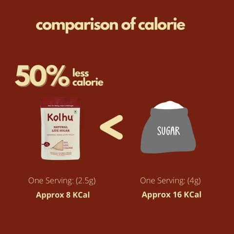 Kolhu Kolhu Natural Lite Sugar 750g (Khandsari Sugar + Stevia) (Pack of 3, 250g Each)