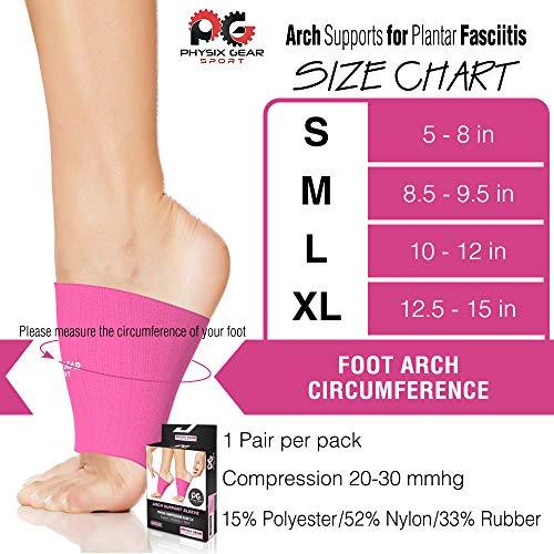 Physix Gear Sport Physix Gear Arch Supports for Plantar Fasciitis - Best Foot Sleeve for Foot Arch Support & Arch Support Brace - Unisex Arch Support Sleeve - Compression Arch Sleeves, Foot Arch Supports Pink S