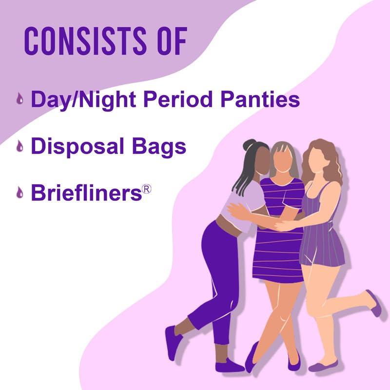 Trawee (Disposable Underwears) Trawee Period Kit for School Girls | Disposable Menstrual Panties for High Absorption & liners | Leak-Proof | No Show-Stain-Wetness | Ideal for long School-hours for Hygiene & Protection (M, 8)