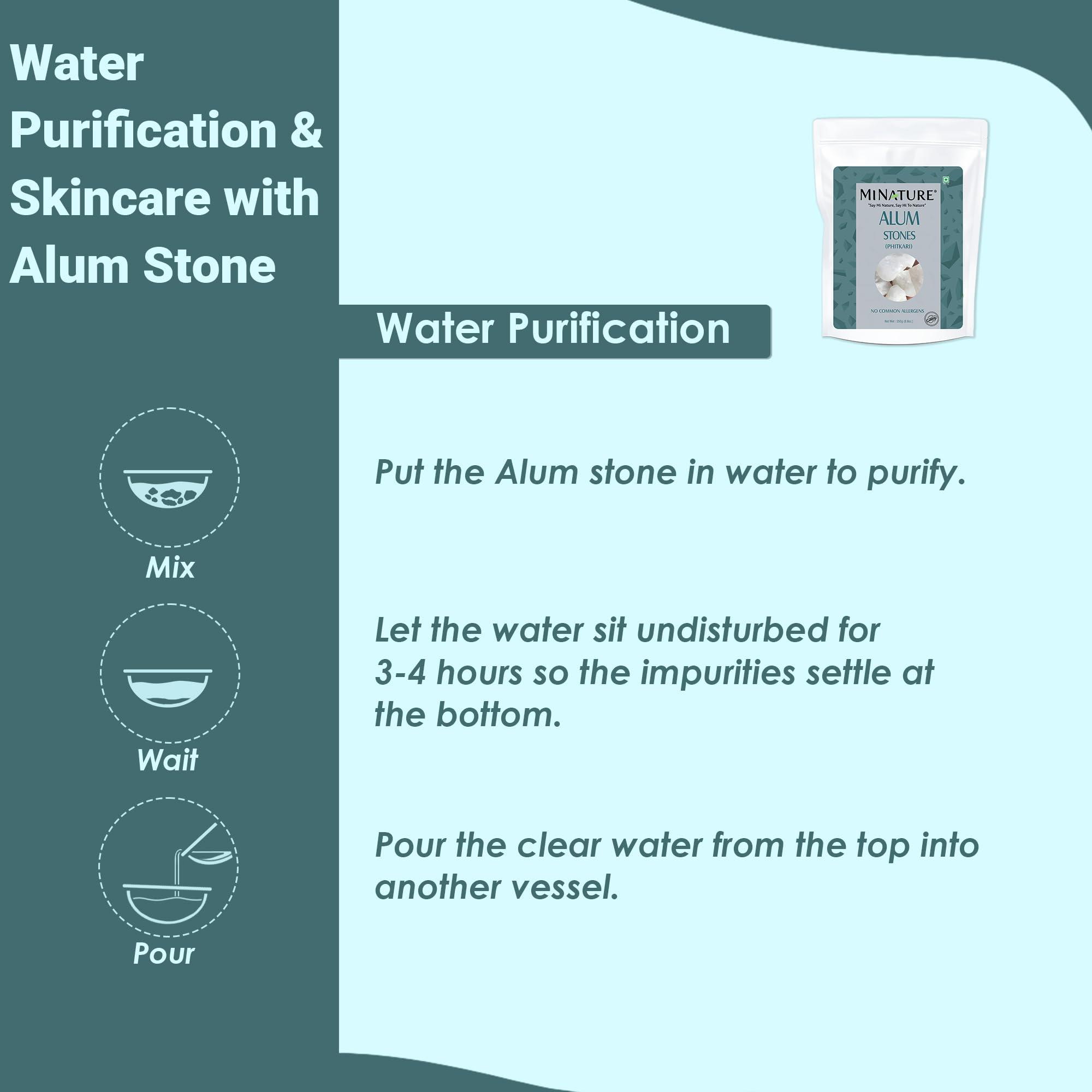 minature Alum Stone(phitkari) by mi nature | for Skin Care | Water Purify| Pure Alum Stone (Potassium Alum) (Fitkari)|Cruelty Free | Post Shave Use| For Natural Deodorant (250g)