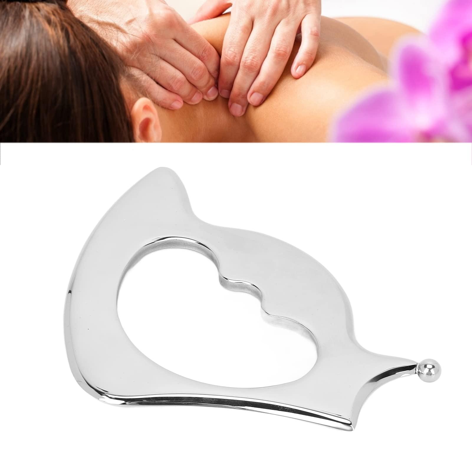 Asixxsix Guasha Scraping Massage Tool, Middle Hole Muscle Scraper Scraping Blade Stainless Steel D Shaped Arc Knife for Back Legs Neck