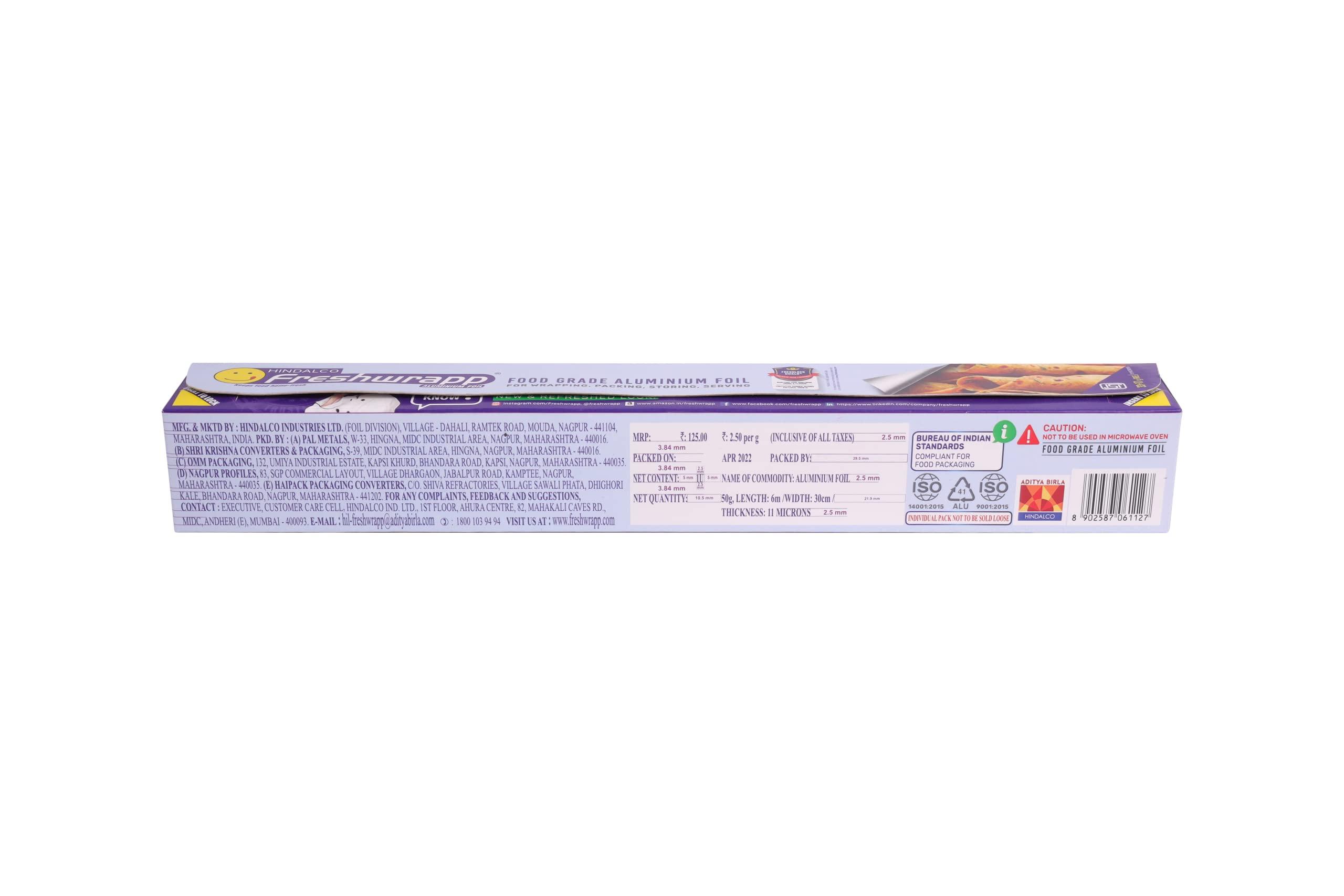 Freshwrapp Hindalco Freshwrapp Aluminium Foil 33 Grams + 17 Grams, 11microns (Pack of 6) | Food Packing , Wrapping, Storing and Serving