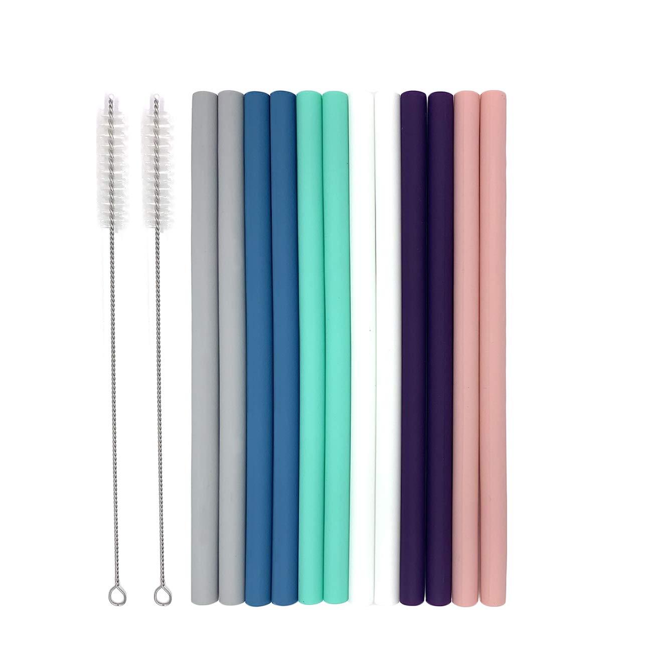 Senneny Senneny Set of 12 Silicone Drinking Straws for 30oz and 20oz Tumblers Yeti/Rtic- Reusable Silicone Straws BPA Free Extra Long with Cleaning Brushes- 12 Straight (8mm diameter) : 8mm diameter