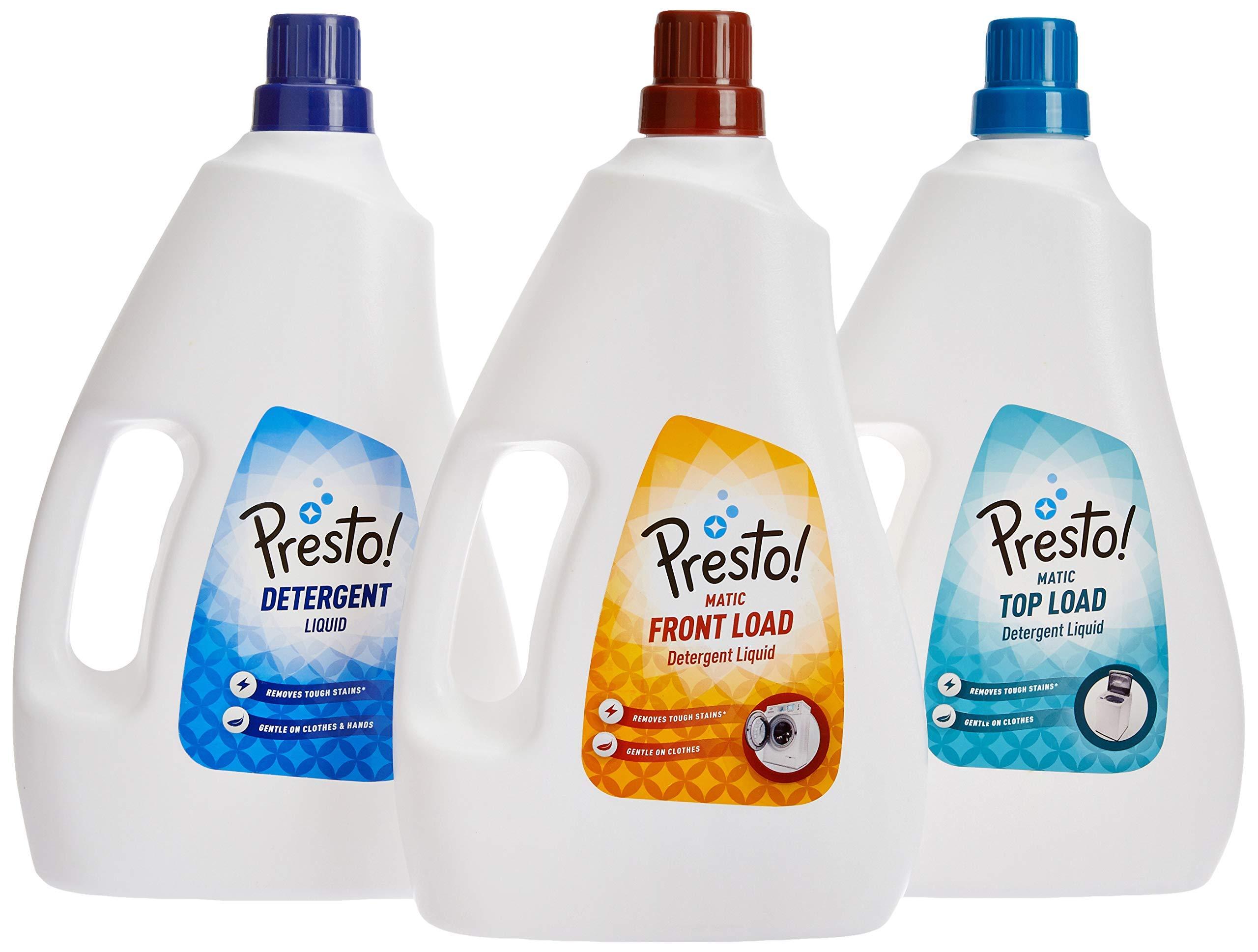 Presto! Amazon Brand - Presto! Matic Top Load Detergent Liquid - 2 L & Amazon Brand - Presto! Dish Wash Gel - 2 Litre (Lime)