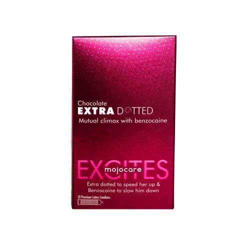 Mojocare Mojocare Excites Extra Dotted Chocolate Condoms for Men - 10 Sheets | Enhanced Stimulation | Improve Endurance | Extra Lubrication | Chocolate Flavor | 598 Dots