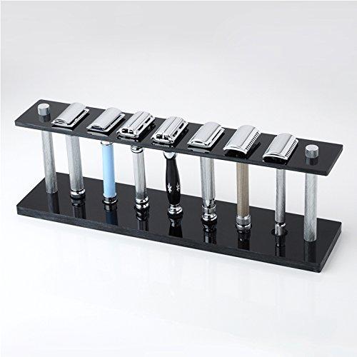 PEARL Pearl shaving multi razor stand - seven razor holder - Compatible with All Brands of Standard Sized and Long Handled Double Edge Safety Razors SMS-7R (Black)