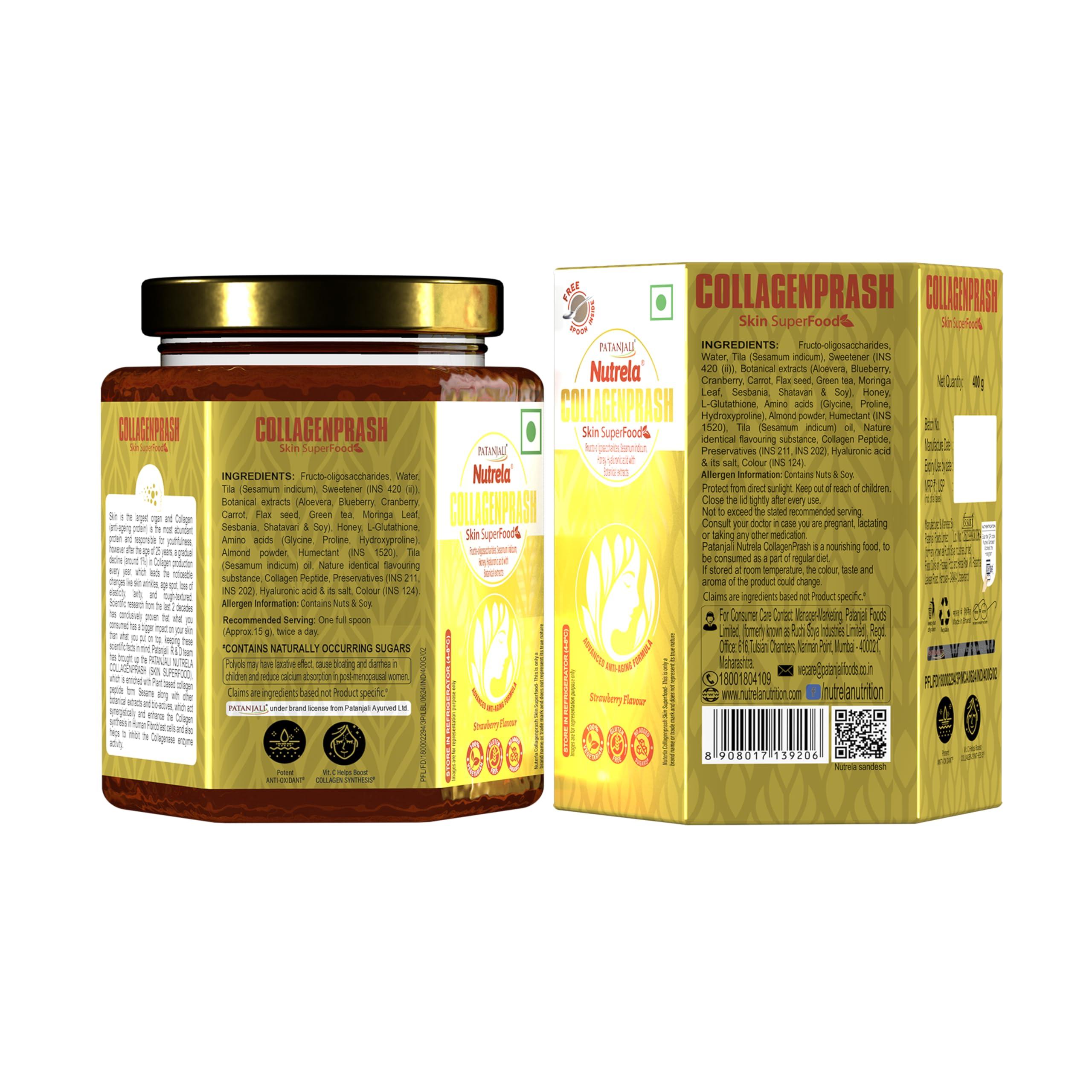 NUTRELA Nutrela Collagen Prash Supplement for Glowing & Younger Looking Skin - 400g | Patanjali Collagen Builder Skin Super Food for Men & Women
