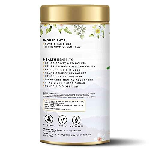 TeaRaja TeaRaja Pure Chamomile Tea (100 g) -Makes 55 Cups Pure Herbal Tea Reduce Anxiety and Stress Classic Calming Herb Get Good Sleep Caffeine-Free
