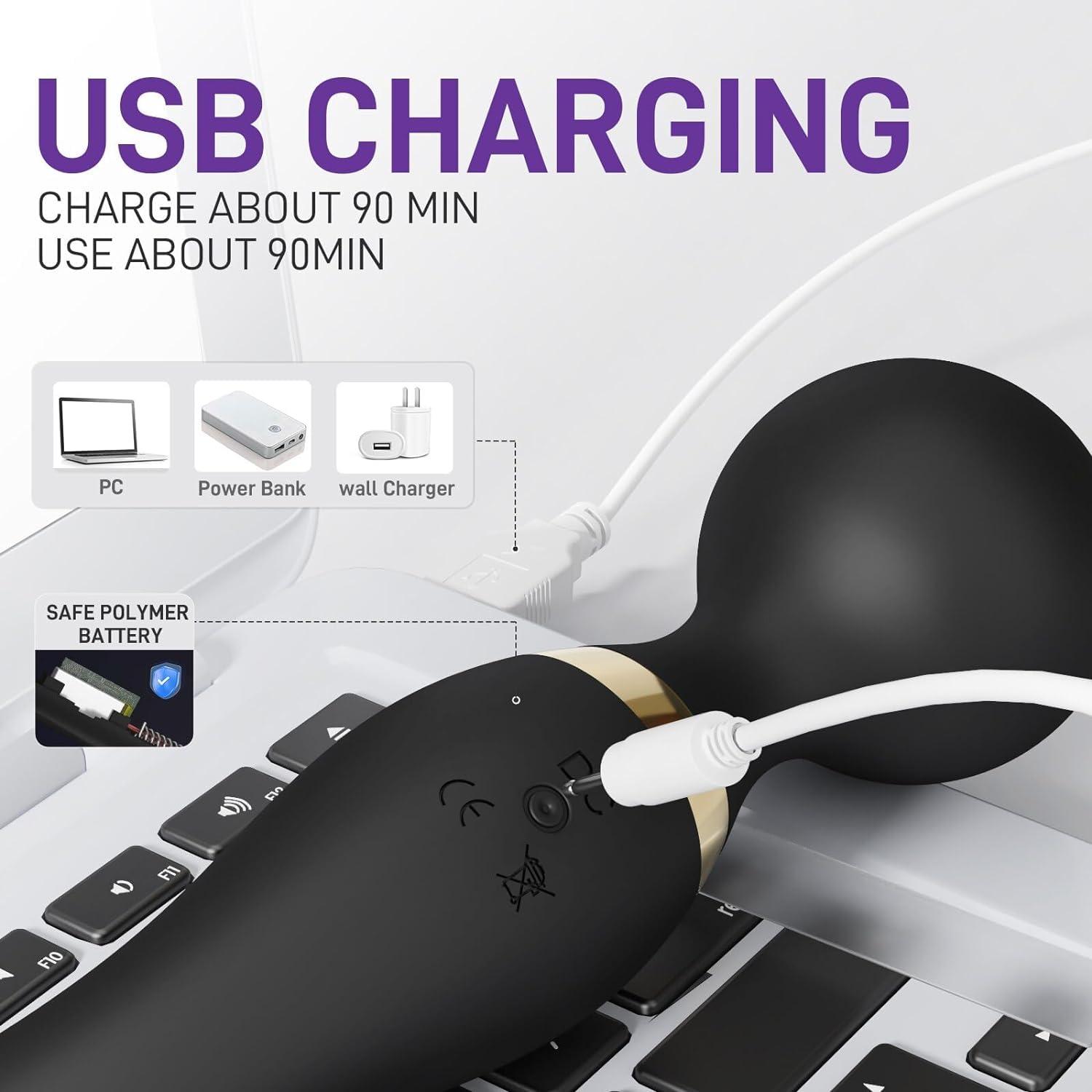 Trupradh Magic Mate Strong Sports Massager Dual Head/Dual motor Edition 8 speeds, 20 patterns, massager stick 360 Degrees rotation, Rechargeable, Waterproof, Pain Relief Relaxation Tissue Massage.(Multicolor)