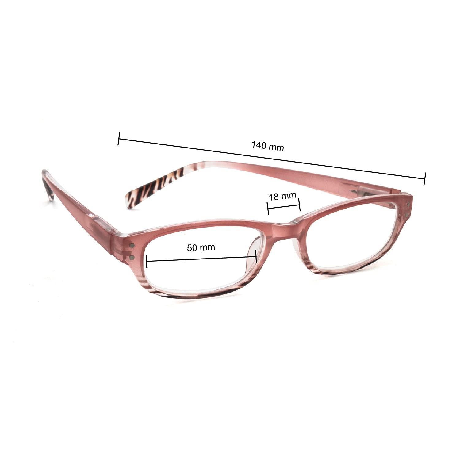 TIZIANO TIZIANO New Age Reading Glasses with Spring Hinge (Model: 175100 Light Pink +1.25 with Rectangular Eye shape)