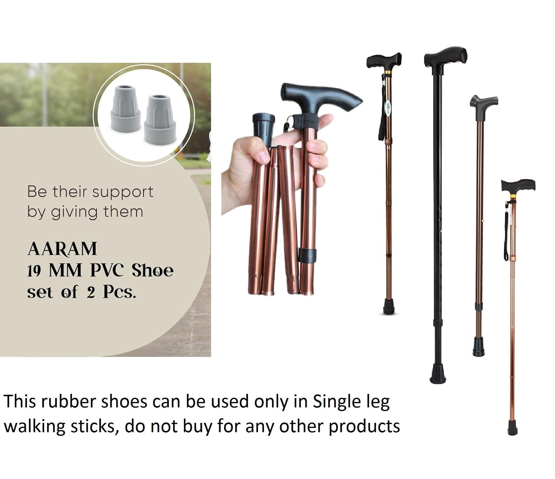 AARAM Aaram Walking Stick Rubber Shoes Ferrules 2 Pcs For 19mm or 3/4inch Pipe Improves Grip, Stability, And Durability of Walking Sticks