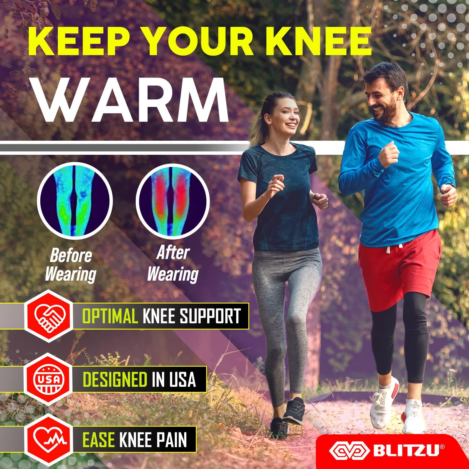 BLITZU BLITZU Flex Plus Compression Knee Brace Men and Women for Joint Pain, ACL MCL Arthritis Relief Meniscus Tear Support for Running Gym Workout Recovery Sleeves Strap Patella 7mm 5mm Neoprene Pad