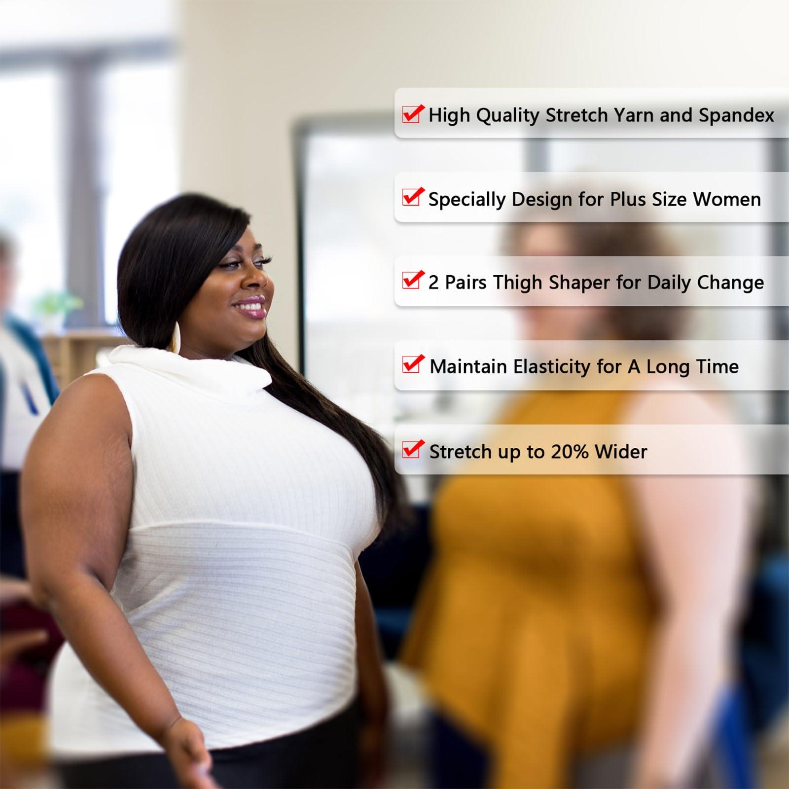 Geyoga 2 Pairs Thigh Wraps for Plus Size Women, Slim Thigh Calf Compression Sleeve Upper Slimming Thigh Wraps for Flabby Thigh