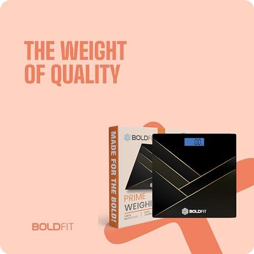 Boldfit Boldfit Weight Machine for Body Weight Weighing Machine Digital Bathroom Scale for Human Body Weight Measurement Extra Thick Weighing Scale for Home with Large LCD Display 18Months Warranty-BlackGold