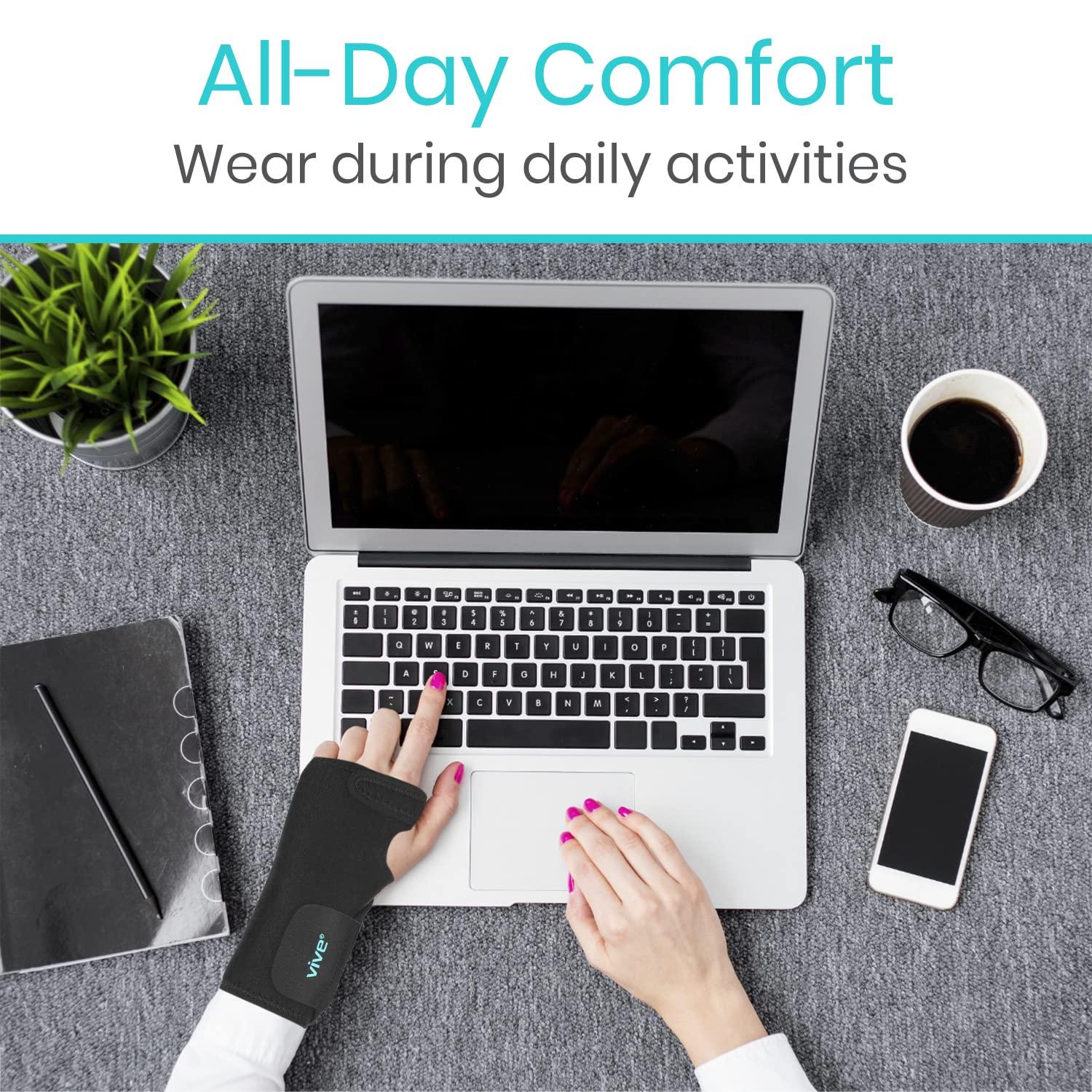 VIVE Wrist Brace by VIVE - Best Universal Support for Carpal Tunnel Tendonitis Wrist Pain Sports Injuries - Removable Splint - One Size Fits Most - Satisfaction Guarantee Right Wrist Left Wrist