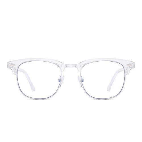 GLINDAR GLINDAR Blue Light Blocking Computer Glasses Retro Semi-rimless Style Reduce Eye Strain Video Game Eyeglasses Men Women Clear